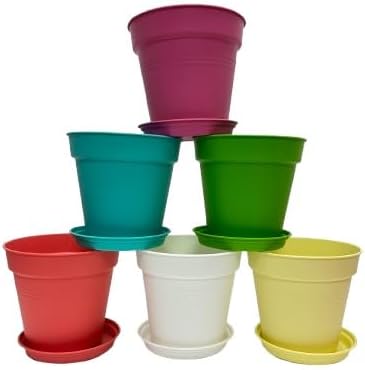 Mintra Home Garden Pots - Flowers, Herbs, Plants, Indoor, Outdoor, Colorful, Wholesale, Bulk (Assorted Pastel 6pk, 19cm Diameter (7.5in))