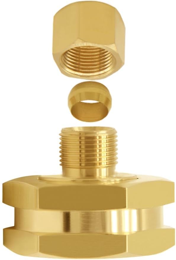 Joywayus 2PCS Brass 3/4" GHT Female Garden Hose Thread to 3/8" OD Compression Tubing Adapter US Standard Faucet Adapter Convert