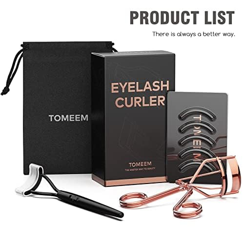 Eyelash Curler with Comb, Professional Volumizing Lash Lift Kit Lash Curler with Refill Pads for Home & Travel Uses, Rose Gold