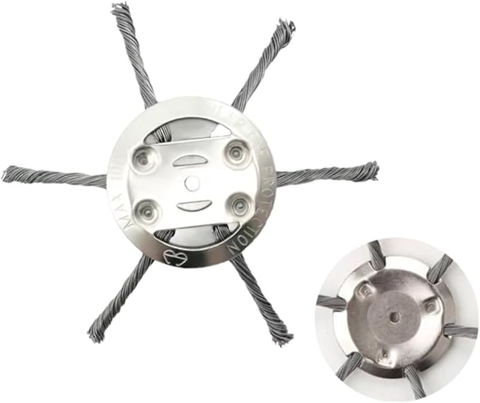 6 Inch Steel Wire Weed Brush Cutter Trimmer Head, New Universal Steel Wire Grass Trimmer Head, Used for Electric Cordless String Trimmer, Weed Wrecker (6 Blade)