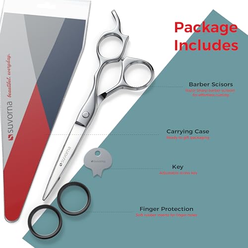 Suvorna Shears for Hair Cutting - Barber Scissors for Hair Cutting - Extremely Sharp Hair Cutting Scissors to Cut Hair - Made with 6.5" Stainless Steel with Key - Hair Shears for Women, Men and Adults