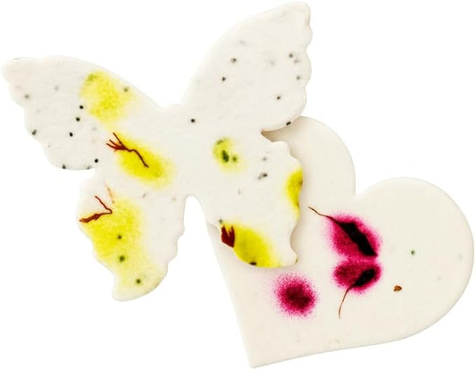 48pcs Plantable Seed Paper – 24 Heart & 24 Butterfly Embedded with Wildflower Seeds for Bridal Shower, Wedding Gift, Birthday, & Other Milestone Celebrations