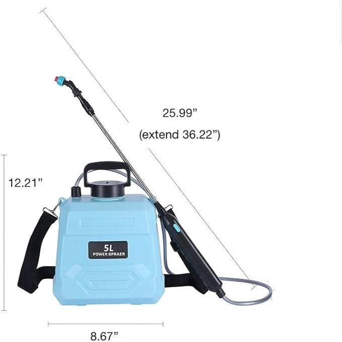 Electric 1gallon, Outdoor, Indoor, VidaGardening, Ideal for Pest Control, Watering, Plant Watering Can, House Plant Watering Can, Car Washing, 4hours Battery Life (Blue)