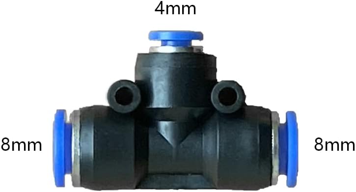 5 Pcs 8mm x 4mm x 8mm Pneumatic T Shaped 3 Way Tube Reducer Connector,Quick Push to Connect Tee Fitting
