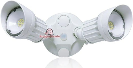 RuggedGrade 20W Lacuna II Series LED Flood Light - 2,400 Lumens - 5000K Bright White - White Housing - Outdoor LED Light - DLC 5.1 Premium