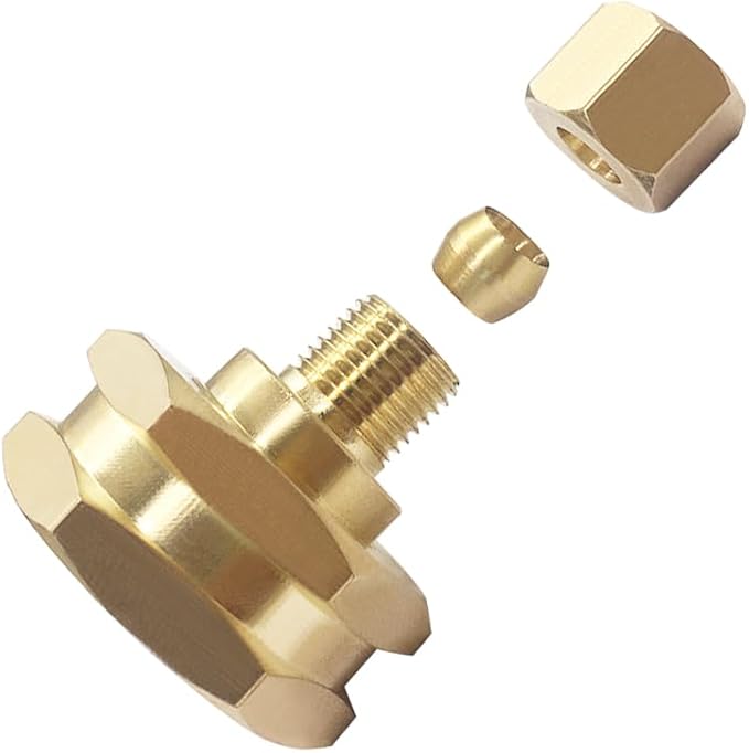 Hooshing 2PCS 3/4" GHT Garden Hose Female Thread to 1/4" OD Compression Brass Connectors with Washers Faucet to Hose Adapter