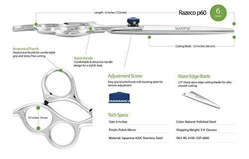 Suvorna 3-Hole Hair Scissors Professional - Right-Hand Barber Scissors for hair cutting - Hair Cutting Scissors to cut Hair - Hair shears for hair cutting - Hair shears for women and men