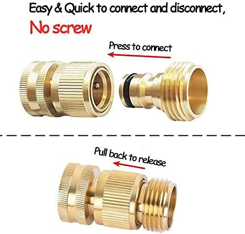 HQMPC Garden Hose Quick Connect Solid Brass Quick Connector Garden Hose Fitting Water Hose Connectors 3/4 inch GHT (6 Sets)