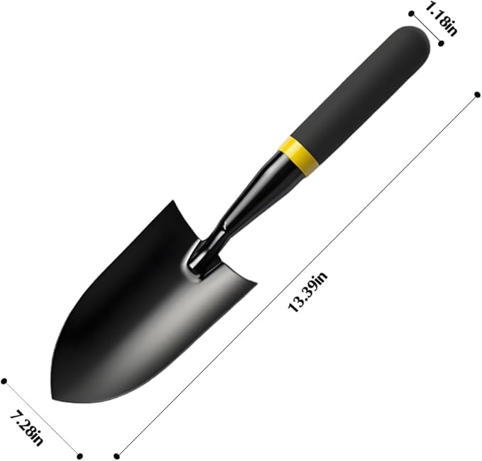 Garden Trowel - Metal Hand Shovel with Rubber Handle. This Garden Hand Trowel is Easy to use and Suitable for Soil Planting, Digging, transplanting and Outdoor Exploration Activities.