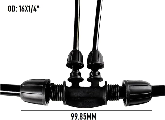 10PCS 1/2 Inch to 1/4 Inch Tubing Irrigation Fittings for (1/2'' ID x 0.60''-0.63'' OD) 16mm Drip Tubing,Locked Barbed Tee Connectors, Anti-Drop Straight Tee for Irrigation Tubing (4 Way)