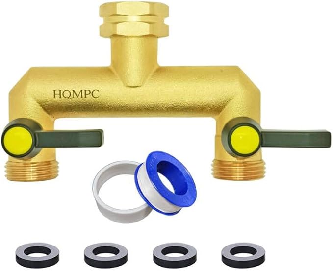 HQMPC 2 Way Hose Splitter Heavy Duty Water Splitter Outdoor 2 Way Strong HEX Nut Connect 3/4" GHT