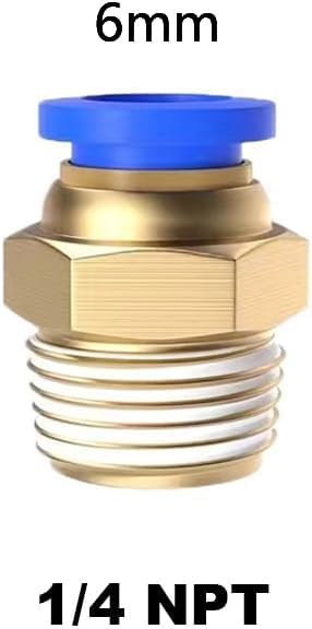 15Pcs 6mm Tube OD x 1/4" NPT Male Push to Connect Fittings - Air Water Quick Connect Coupler, Pneumatic Hydraulic Leak-Free Brass Fittings (6mm x 1/4" NPT)