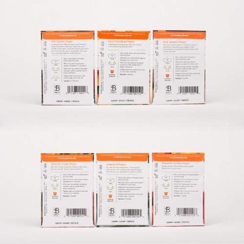 Bentley Seeds Co. HOT Peppers Seed Packet Kit With 6 Row Markers - Green & Red Chili Pepper Seeds for Vegetables Garden - Variety of Pepper Seeds for Planting - Non-GMO, Heirloom Seed Packets (6 Pack)