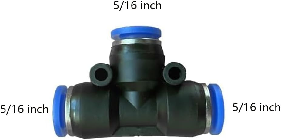 5 Pcs 5/16" x 5/16"x 5/16" Pneumatic T Shaped 3 Way Tube Reducer Connector,Quick Push to Connect Tee Fitting