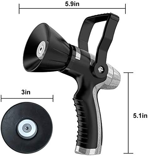 Garden Hose Nozzle, Heavy Duty Metal Hose Sprayer Nozzle Hose Sprayer Water Hose Nozzle Perfect for Cleaning, Watering Garden Street, Washing Cars, Bathing Pets (Metal, Fireman Style Nozzle)