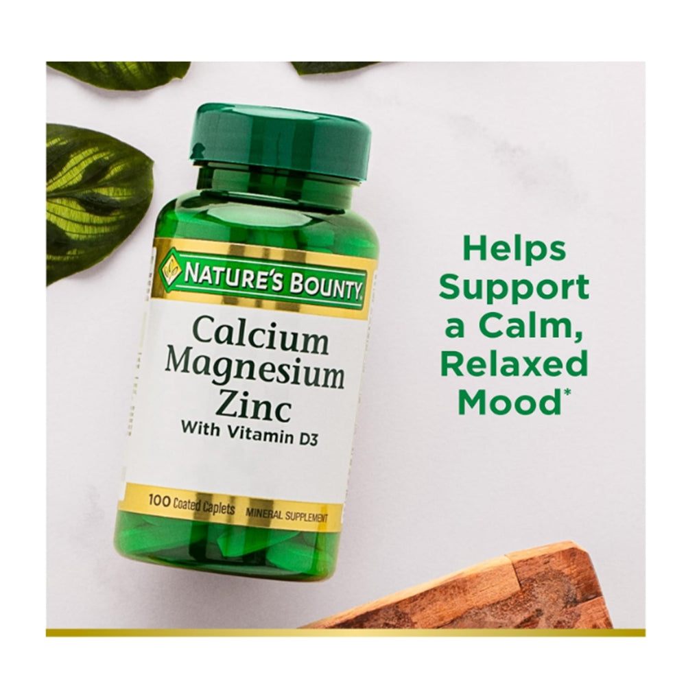 Nature's Bounty Calcium Magnesium & Zinc Caplets - 100 Count