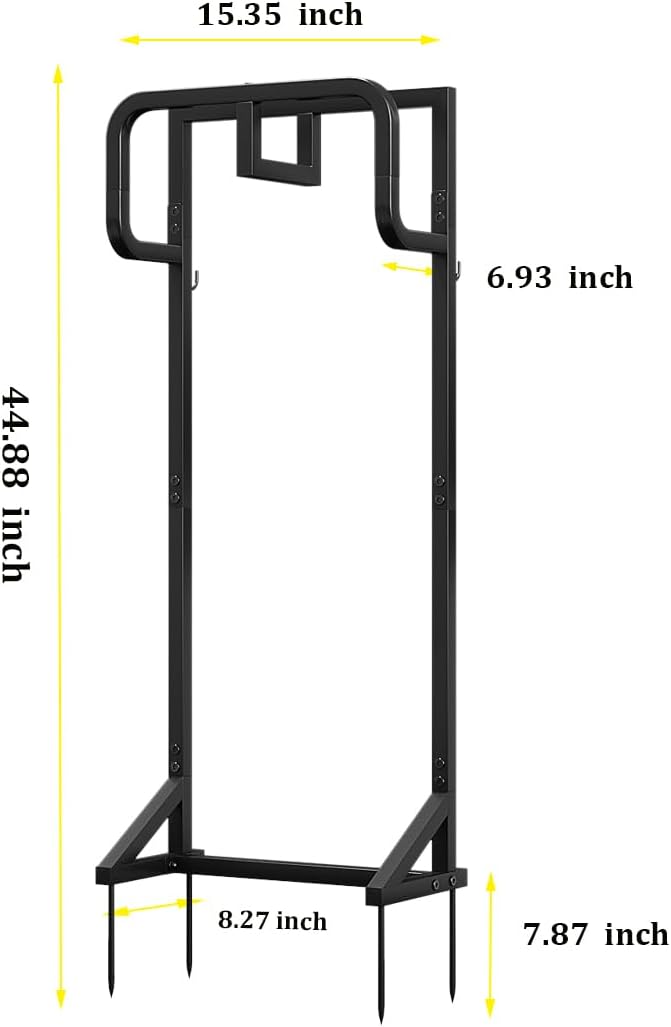 AZERPIAN Garden Hose Holder Detachable Hose Holder Freestanding Heavy Duty Metal Hose Reel Stand Water Hose rack For Outside (Black, 15.35 * 7.09 * 44.88)