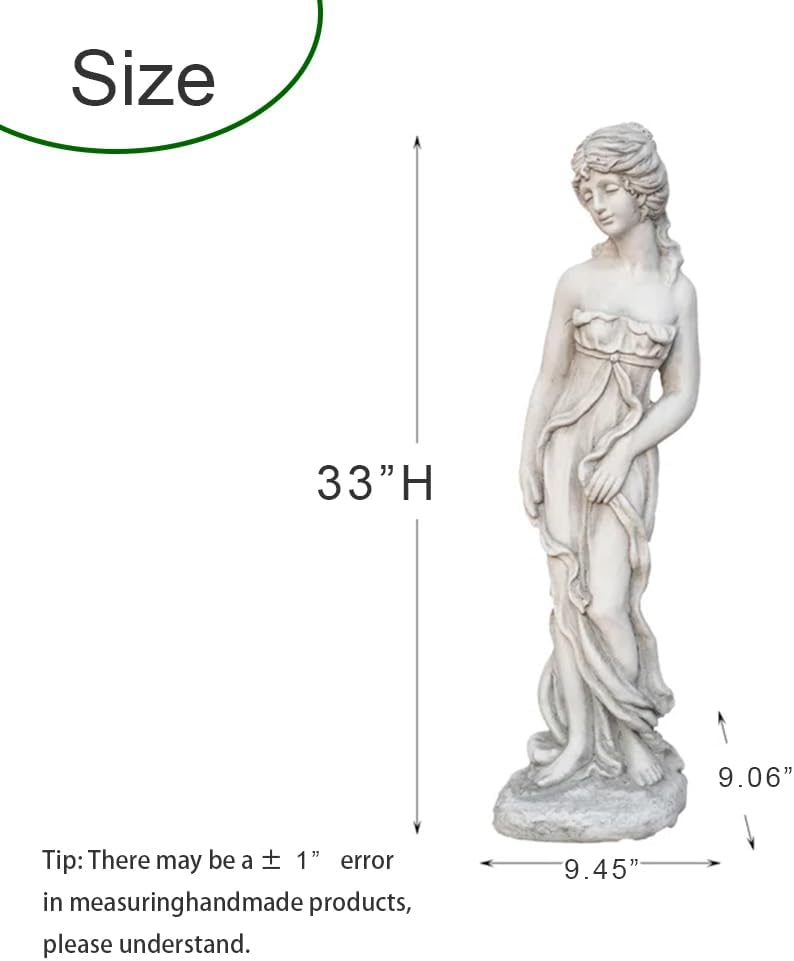 Outdoor Goddess Statue, Garden Beauty Decoration, Graceful Female Figure Sculpture, Catholic Concrete Finish Art Decor for Yard Patio Deck Home Entryway Hallway, Grey