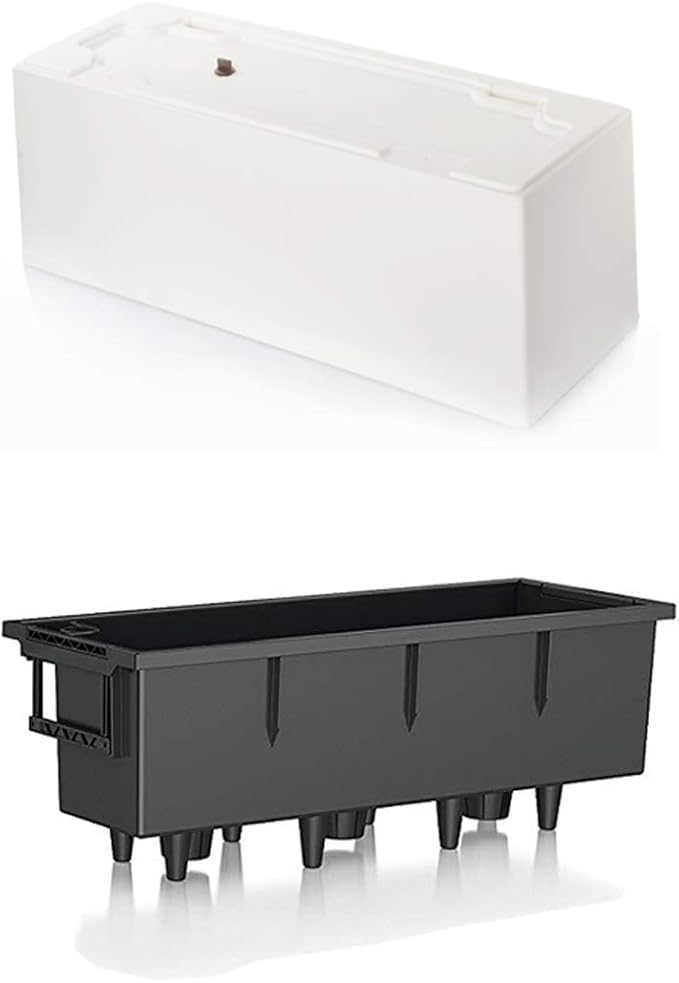 GardenBasix 7.5''x20'' White Self Watering Rectangle Planter Pots with 10 Quarts Coco Soil, Indoor Outdoor, Easy to Observe Water Level, Stylish and Simple