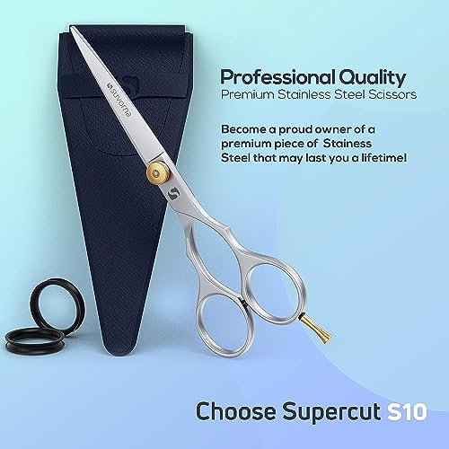 Suvorna 6" hair scissors for professional, barber & hairdresser - hair shears for cutting, trimming, grooming, precision, facial hair - Right Hand hair cutting scissors for men, women, kids, adults.