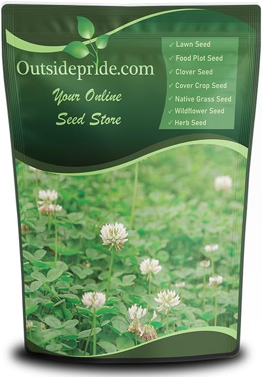 Outsidepride Perennial White Dutch Clover Seed - 1 lbs. Nitrocoated, Inoculated Clover Seeds for Lawn Alternative, Erosion Control, Food Plots, Ground Cover, & Pasture Mixtures in USDA Zones 3-10