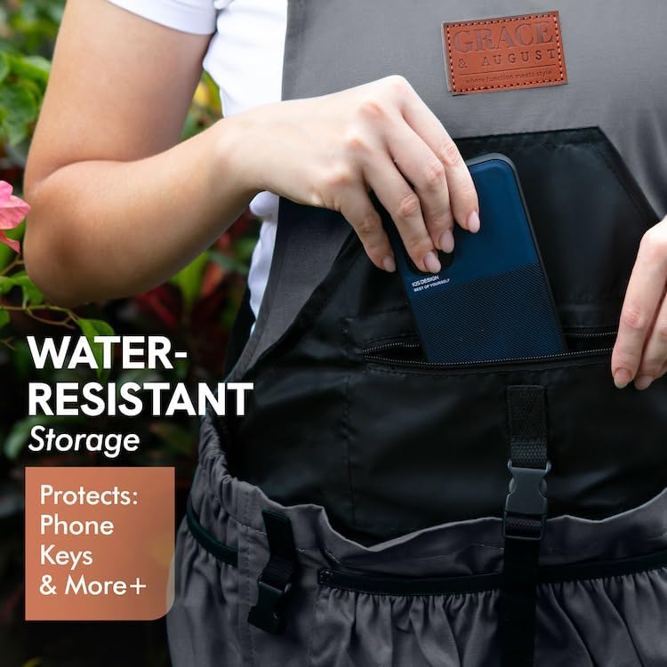 Gardening Apron with Pockets for Women & Men - Garden Apron 7 Pockets & Internal Drawstring Bag - Great Gift