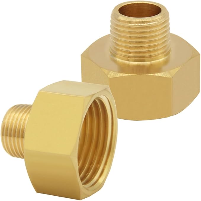 Brass Garden Hose Adapter 3/4" GHT Female to 3/8" NPT Male Thread Reducer Water Hose Nipple Reducing Convert Pipe Fittings Connector (Pack of 2)