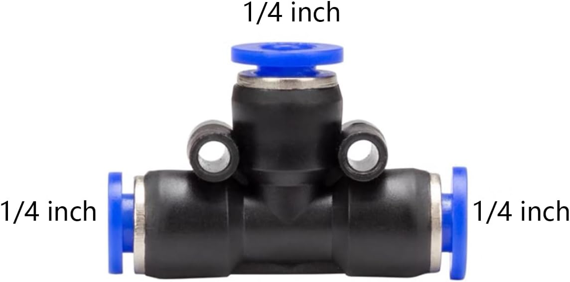 1/4 inch Air Hose T Connector Plastic Pneumatic Quick Push to Connect Tee Fitting (20Pcs)