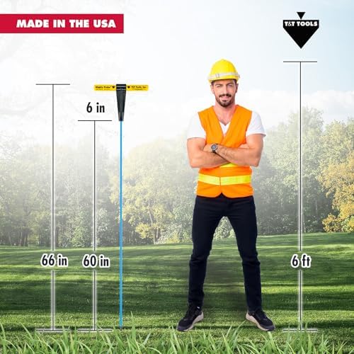 T&T Tools 66-Inch Mighty Probe Insulated Metal Soil Probe – 3/8" Metal Round Rod, Heavy Duty Design for Easy Penetration & Withdrawal, Soil Testing & Landscaping Tools, T-Handle, USA-Made-2 Pack