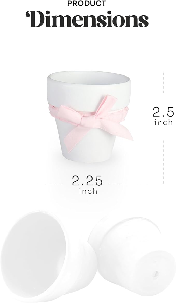 Set of 6 Seed Paper – 6 Pink Hearts & 6 White Pots with Bow for Baby Shower, Gender Reveal, Birthday, & Other Milestone Celebrations