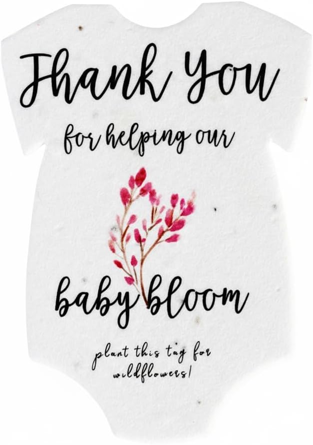 Onesie Seed Paper – 15 Pink Baby Shower Favors for Guests with Wildflower Seeds, Writable & Plantable, Baby Shower Gifts for Guest