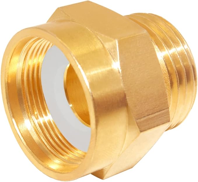 Garden Hose Bib Adapter, 1" Measure Inside Diameter, 1-1/16" Fine Thread Female to Standard 3/4" GHT Male Thread, Compatible with Outdoor Faucet to Garden Hose