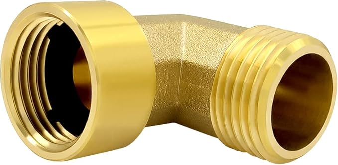 Hooshing 2PCS Brass Garden Hose Elbow Connector 90 Degree 3/4 Inch GHT Male and Female Pipe Fitting