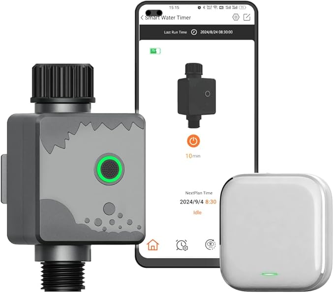 Gray WiFi Sprinkler, 1 Zone Smart Water Timer, Outdoor Hose Timer for Lawns, Yards and Garden (1-1 Zone Smart, Gray
