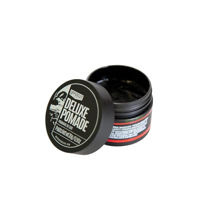 UPPERCUT DELUXE Deluxe Pomade, 0.9 oz / 30g - Strong Hold, High Shine Hair Pomade – Water-Based, Easy Washout – Classic Barber Styling for Slick Backs, Side Parts & Pompadours