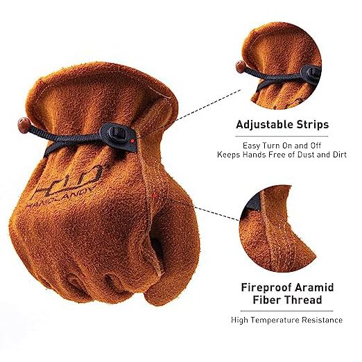 HLDD HANDLANDY 2 Pairs Cowhide Leather Work Gloves with Reinforced Palm for Men & Women (Brown-12pairs, Medium (Pack of 12))