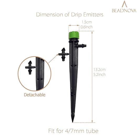 BEADNOVA Irrigation Drippers 50pcs Drip Emitters for 1/4 Inch Irrigation Sprinkler 360 Degree Micro Sprinkler Adjustable Drip Heads Drippers for Garden Patio Lawn