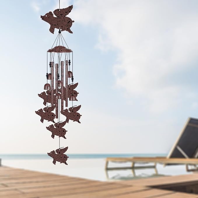 Flying Pigs Wind Chimes Outdoor/Indoor Decoration -Hand-Made Wind Chimes, Mobile Wind Catcher, Blessing Wind Chime, Pigs Ornaments, Pig Wind Bells Gifts for Mom,Home,Balcony,Tree,Festival,Garden Decor