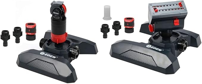 Eden 94124 Multi Pattern Turbo Gear Drive Sprinkler Plus Misting System, with Quick Connect Set & 95124 Adjustable 4-Way Mini Turbo Oscillating Sprinkler W/Quick Connect Starter Set