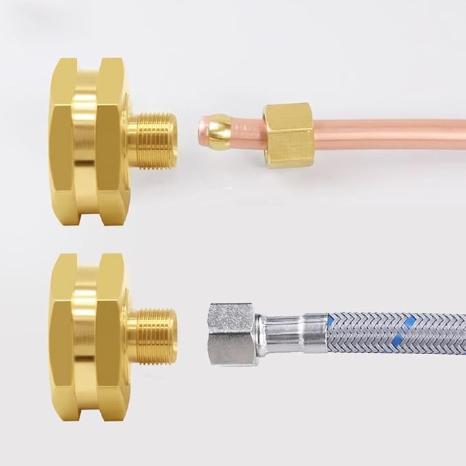 Joywayus 2PCS Brass 3/4" GHT Female Garden Hose Thread to 3/8" OD Compression Tubing Adapter US Standard Faucet Adapter Convert