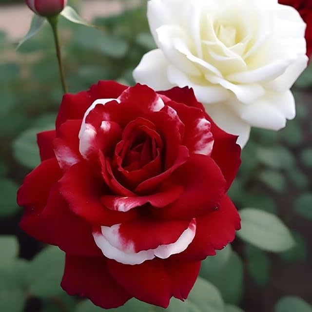 20pcs Rare Twin Red White Rose Flower Seeds for Planting - Captivating Garden Blooms Non GMO Heirloom Garden - Planting Instructions for Easy Grow - Great Gardening Gifts
