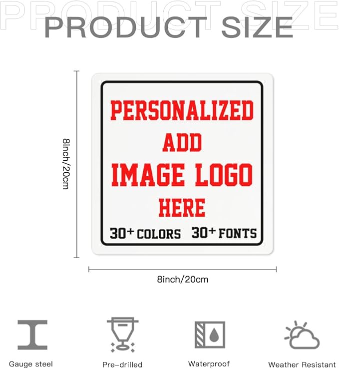 Custom Signs Outdoor,8x8inch Personalized Metal Parking Signs For Business,Intersection Signs,Road Signs,Outdoor Garden Signs,Workplace,Office,Home,Hazard Decorative Signs.