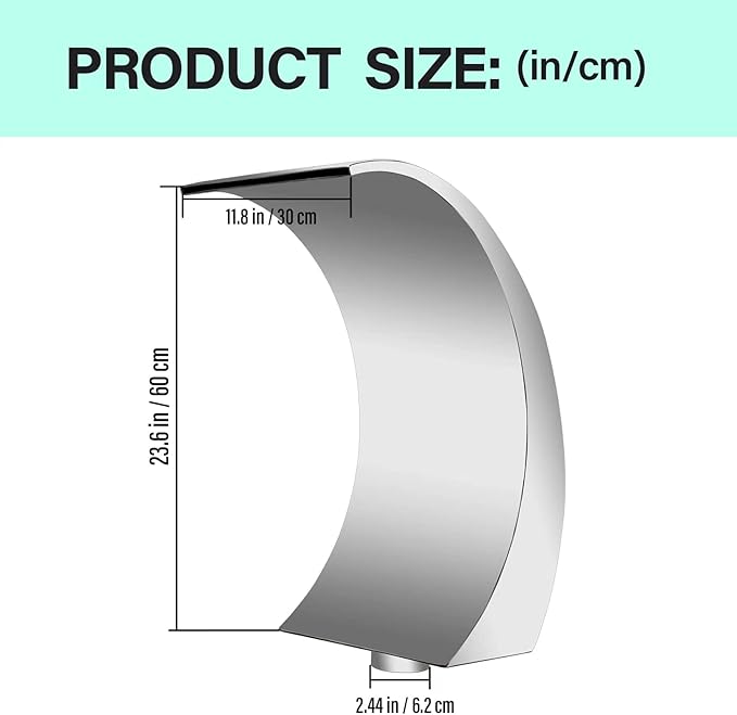 Stainless Steel 304 Pool Fountain Silver Color for Ground Pools Garden Outdoor Waterfalls Sheer Descent Pond Water Feature-23.6" Height