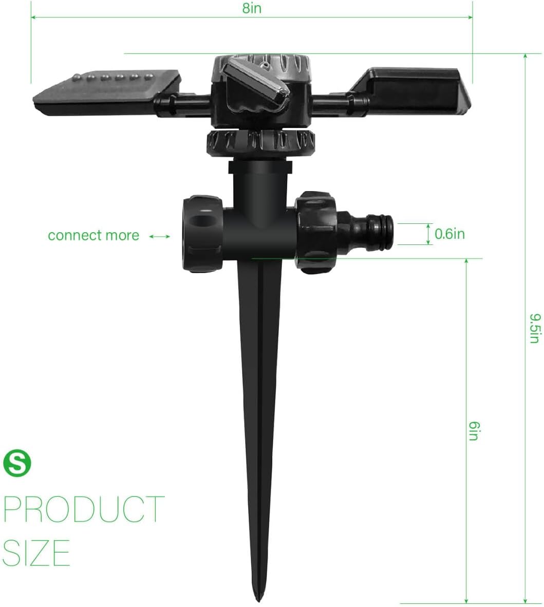 Sprinkler for Yard, Automatic Water Sprayer Irrigation for Garden, 360 Degree Rotating Lawn Sprinkler Coverage, Adjustable Angle Water Sprinklers for Yard Lawn Greenhouse Vegatable Watering