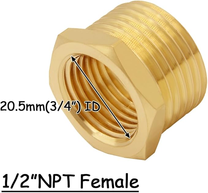 2PCS Brass Garden Hose Bushing 3/4"GHT Male to 1/2"NPT Female Thread Reducer Adapter Water Hose Nipple Reducing Convert Pipe Fittings Connector