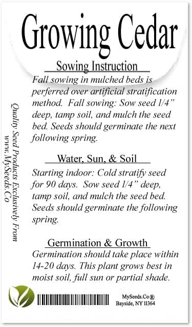 Cedar, Dogwood, Pine, Redwood, Spruce, Tree Seed by MySeeds.Co, You Choose The Color n Quantity (1 Pack, Eastern Red Cedar - Big Pack)