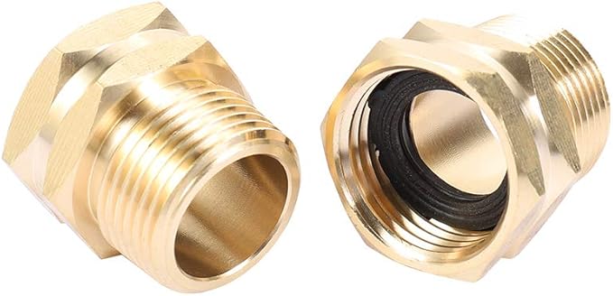 Brass Garden Hose Adapter, 3/4” GHT Female x 3/4” NPT Male Connector,GHT to NPT Adapter Brass Fitting,Brass Garden Hose to Pipe Fittings Connect 2pcs (3/4” Female x 3/4” NPT Male)