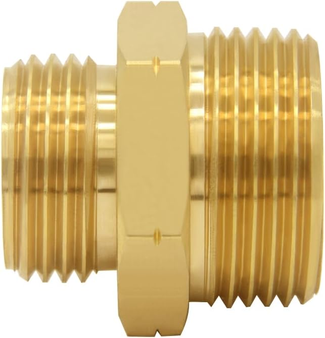 Brass Garden Hose Adapter 3/4"GHT Male to 1"NPT Male Thread Reducer Water Hose Nipple Reducing Convert Pipe Fittings Connector