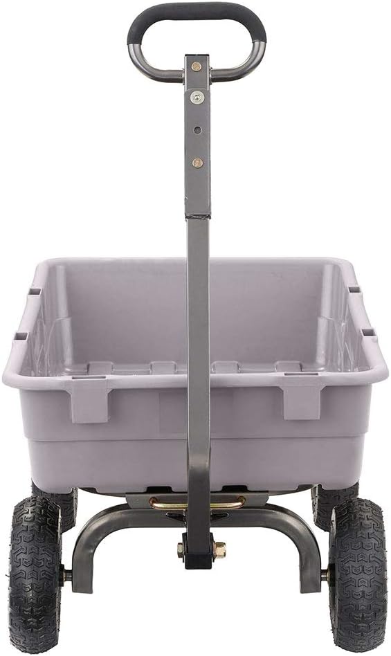Gorilla Carts Heavy-Duty Poly Dump Cart, 5 Cu Ft Tub, 800 lb Haul Capacity, Gray – Towable Utility Wagon with Quick-Release Dumping & Pneumatic Tires for Yard, Landscaping and Gardening