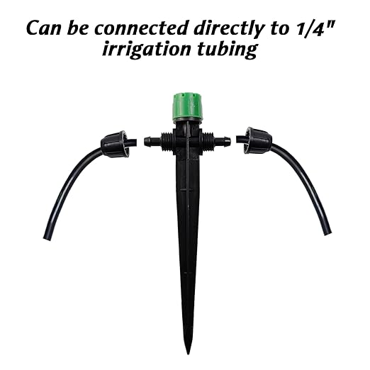 RONYOUNG 35pcs Drip Irrigation Emitters Sprayer for 1/4" Drip Irrigation Tubing Adjustable 360 Degree Water Flow Drippers on 5.3" Sturdy Stake with Lock Barbed Irrigation Drippers